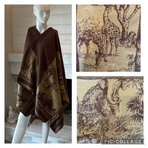 Unique Brown & Camel Jungle Themed Soft & Cozy Cape OS
